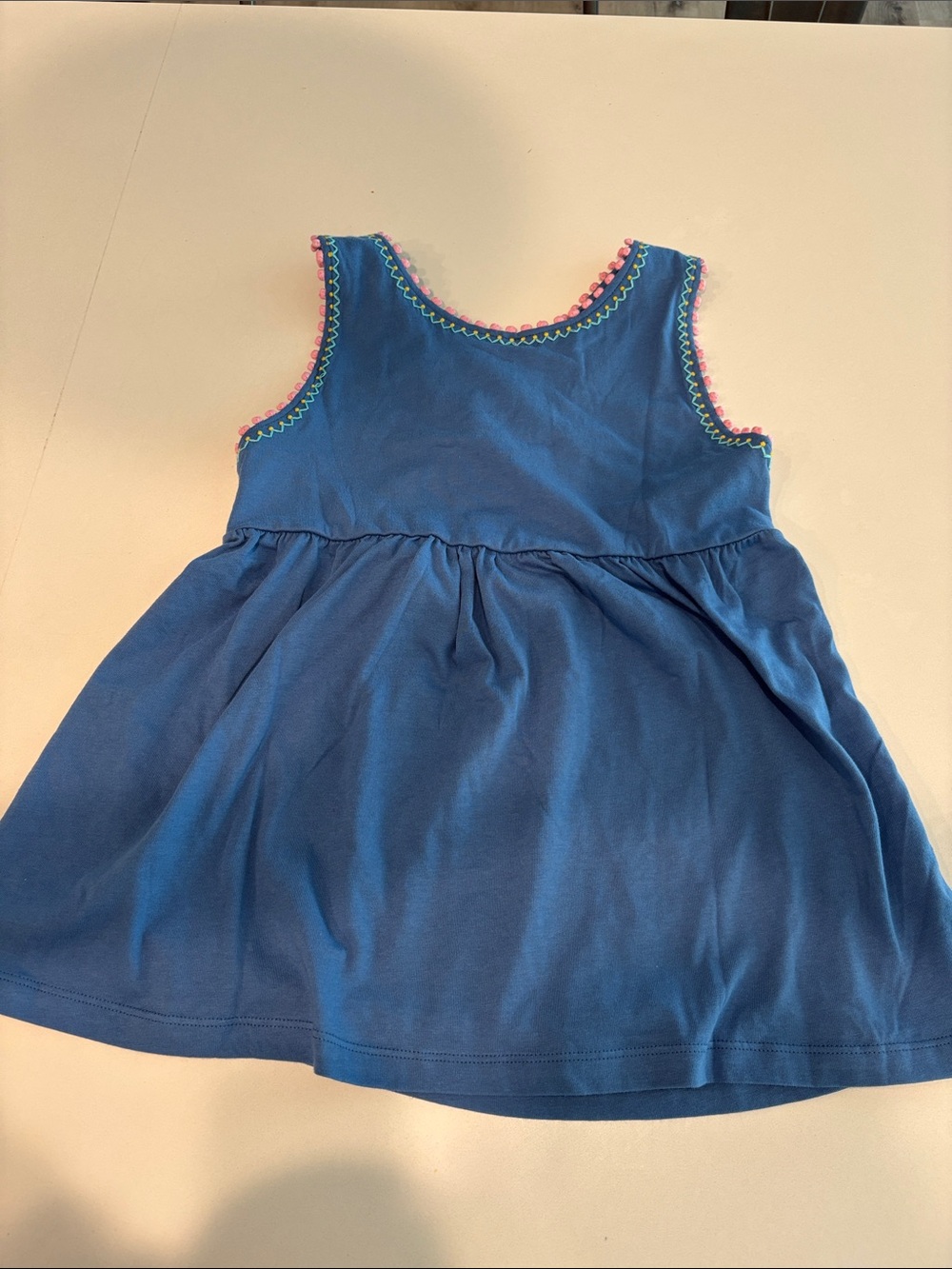 Mini Boden Girls Blue Sleeveless tank top with Pink Trim 12-13 years new